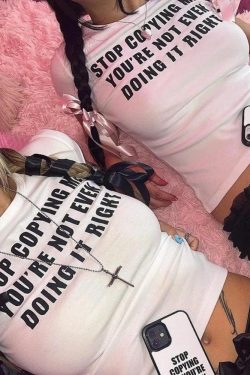 Retro Y2K Grunge 'Stop Copying Me' Tee - Perfect 90s Fashion Statement