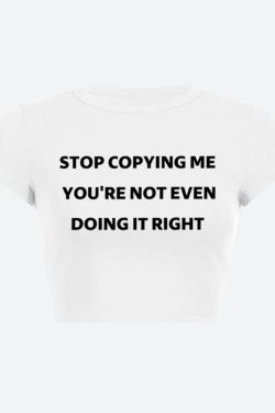 Retro Y2K Grunge 'Stop Copying Me' Tee - Perfect 90s Fashion Statement