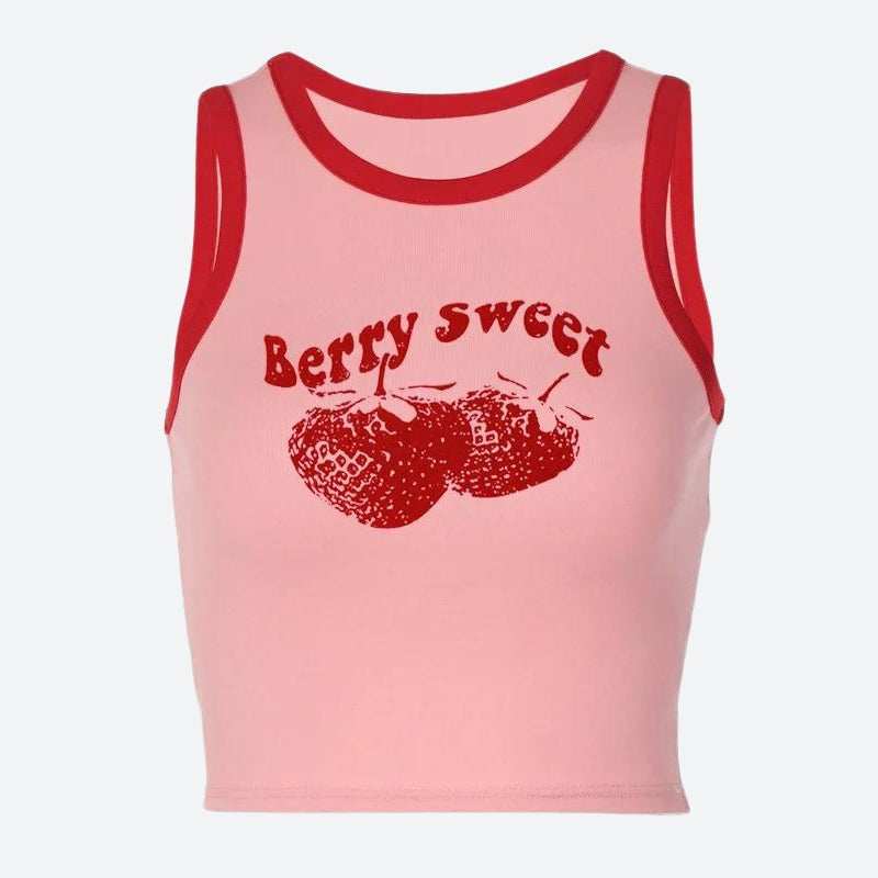 Y2K Berry Sweet Crop Top - Retro 90s Fashion, Grunge Y2K Outfits, Douyin Style