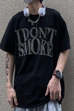 Y2K Grunge I Don't Smoke Tee - Retro 90s Fashion Statement Top
