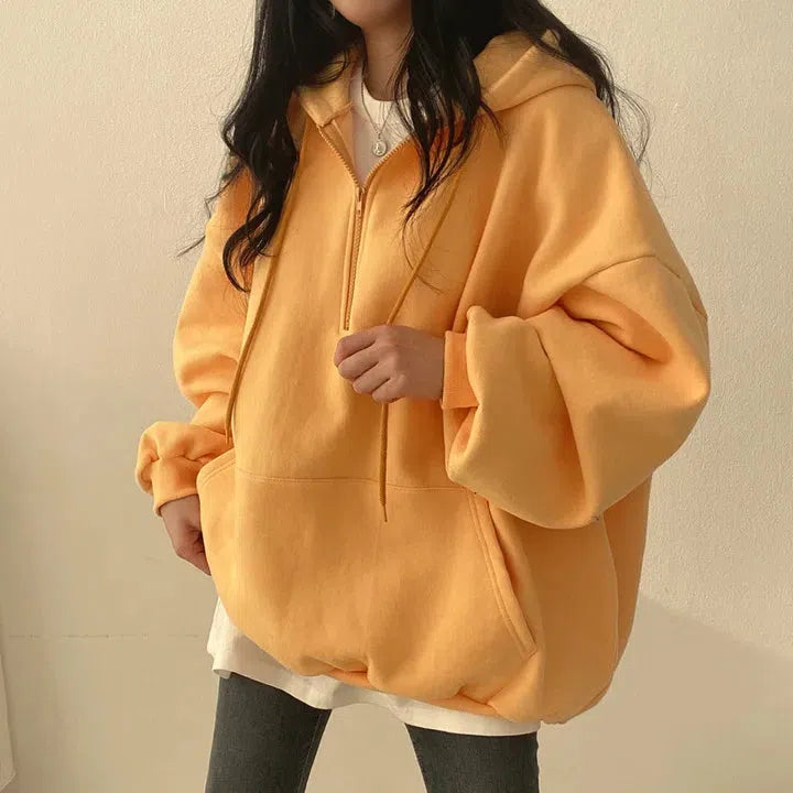 Y2K Grunge Indie Oversized Zip Up Hoodie - Retro 90s Fashion Statement