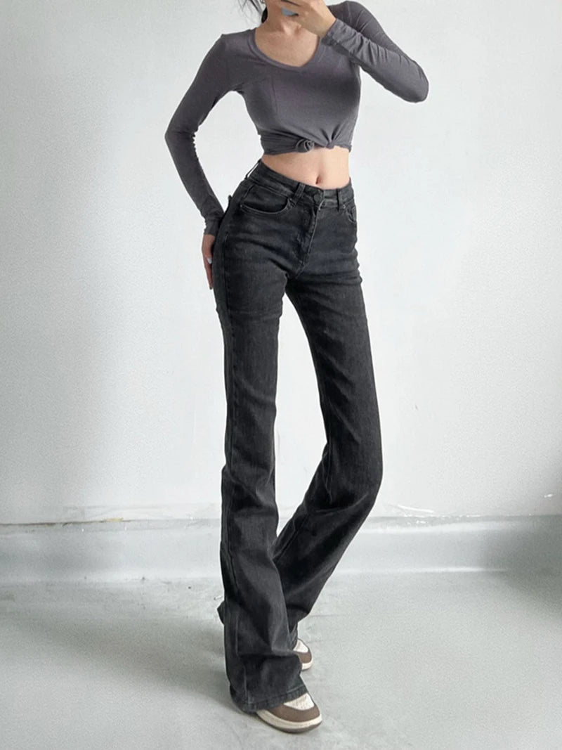 Y2K Heart Pocket Flare Jeans - Retro 90s Style Y2K Outfits