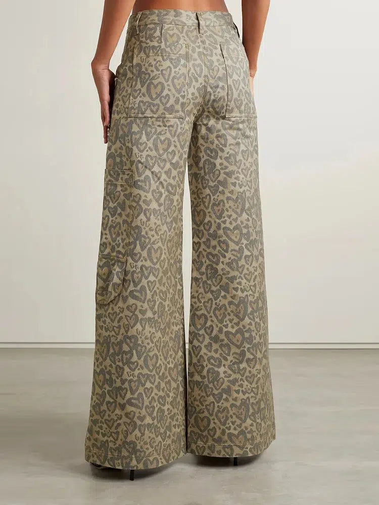 Y2K Leopard Embellished Cut Out Pants - Retro Grunge Style Y2K Outfits