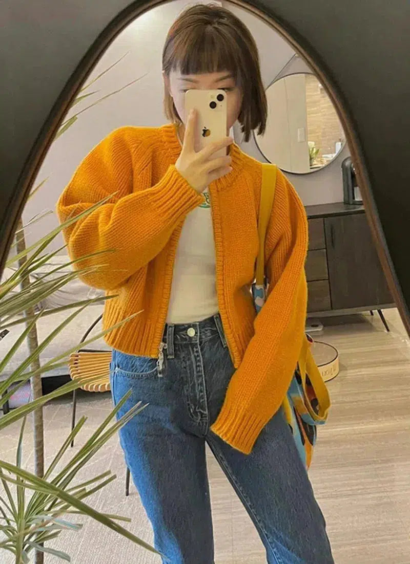 Y2K Retro Indie Zip Up Knitted Cardigan - Perfect for 90s and Grunge Outfits