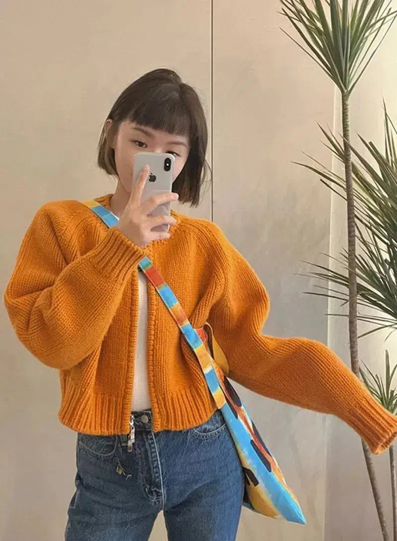 Y2K Retro Indie Zip Up Knitted Cardigan - Perfect for 90s and Grunge Outfits