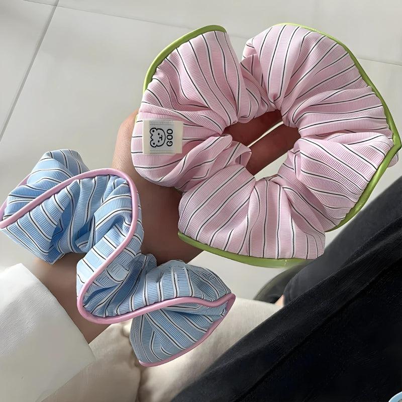 Y2K Retro Soft Girl Striped Scrunchies - Perfect for 90s and Y2K Summer Outfits