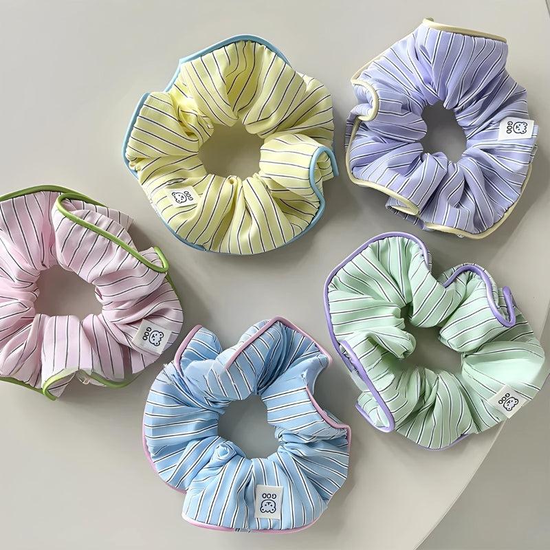 Y2K Retro Soft Girl Striped Scrunchies - Perfect for 90s and Y2K Summer Outfits
