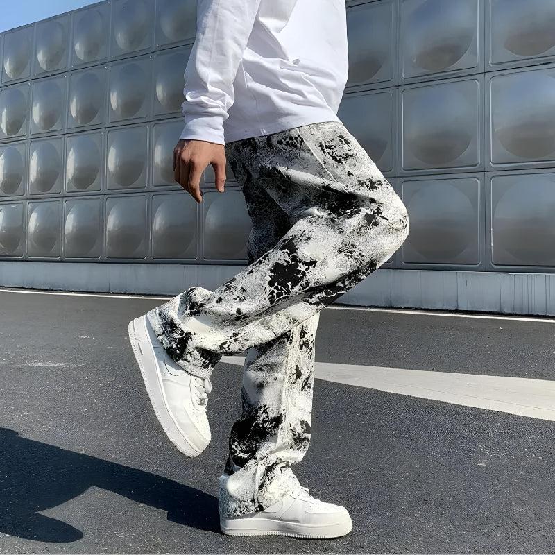 Y2K Retro Spray Paint Straight Leg Jeans - Perfect for 90s and Grunge Outfits