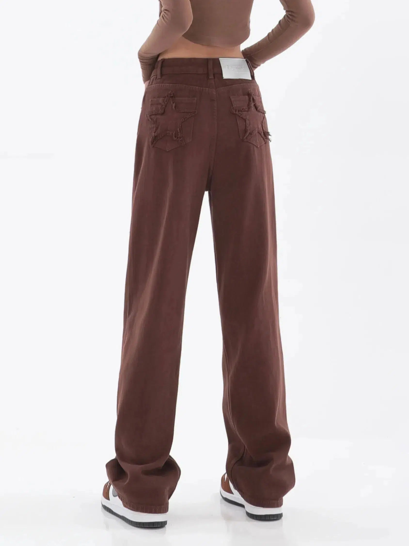 Y2K Retro Star Pockets Wide Leg Jeans - Perfect 90s Grunge Style