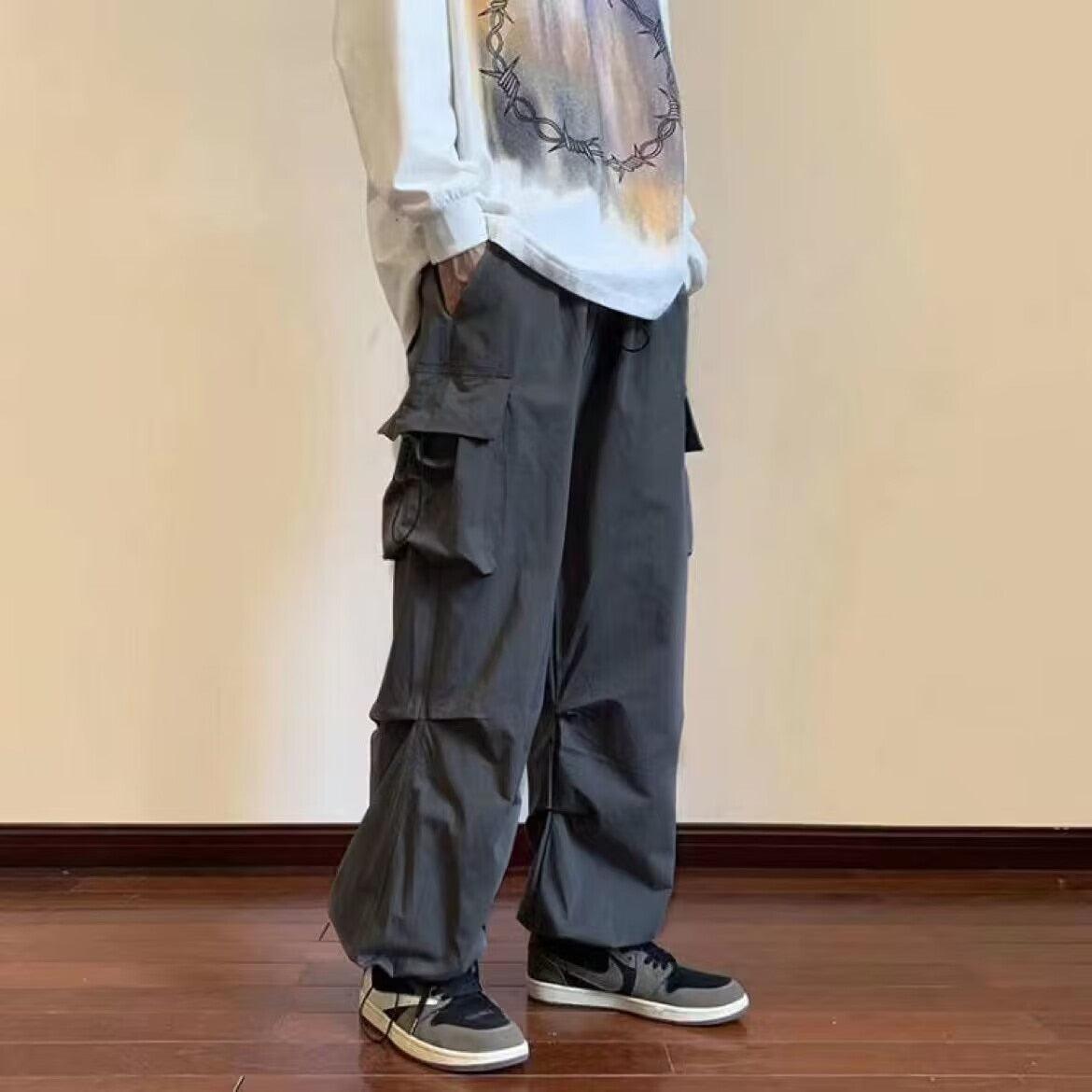 Y2K Retro Style Drawstring Cargo Pants - Perfect for 90s and Grunge Outfits