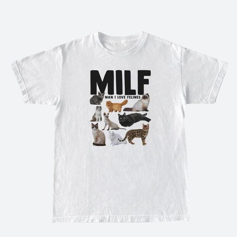 Y2K Retro Style Man I Love Felines Graphic Tee - Perfect for 90s and Grunge Outfits