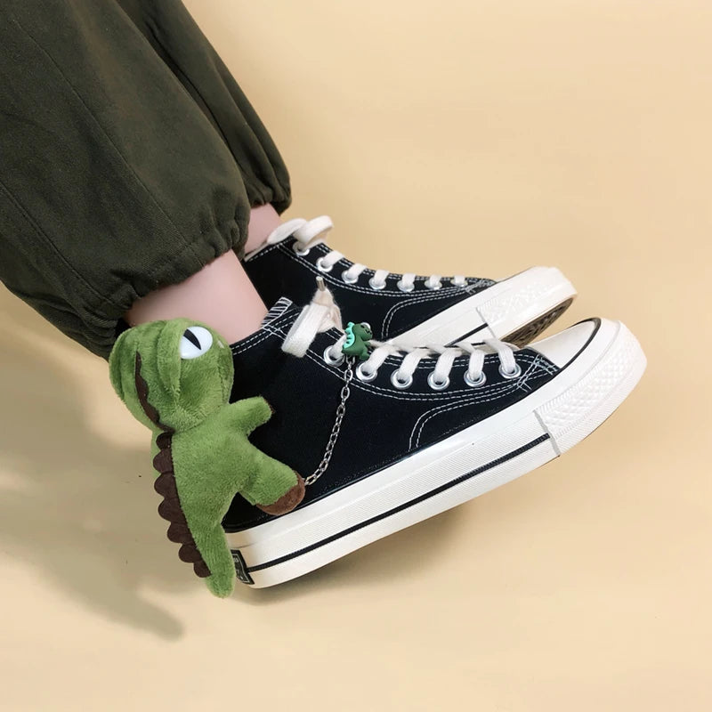 Y2K Retro Weirdcore Dinosaur Canvas Shoes - Perfect for 90s and Grunge Outfits