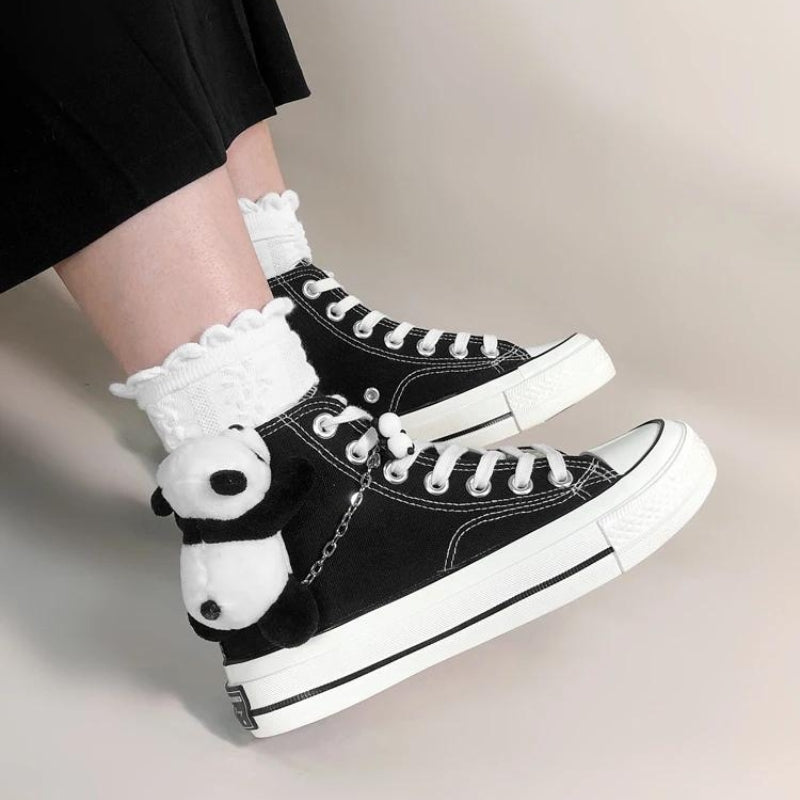 Y2K Retro Weirdcore Panda Canvas Shoes - Perfect for 90s and Grunge Outfits