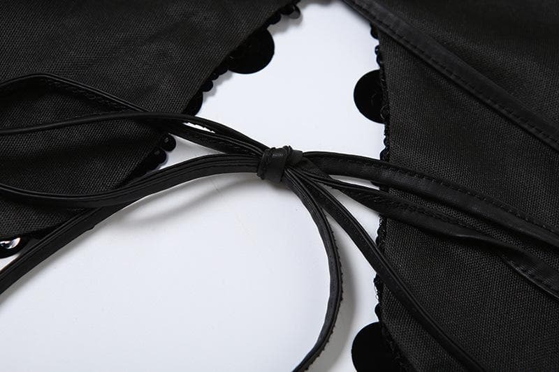Butterfly Glitter Lace-Up Cami Top - Y2K Aesthetic Cute Crop for Coquette & Grunge Styles