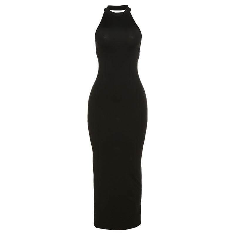 Chic Backless Slit Maxi Dress - Y2K Aesthetic Sleeveless Cut-Out for Coquette & Grunge Styles