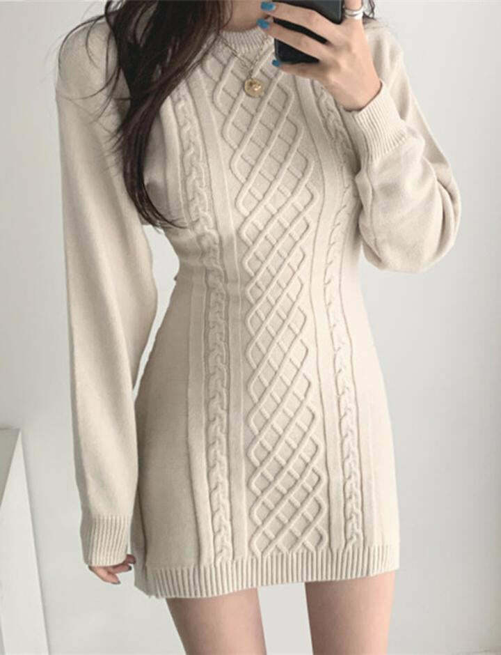 Chic Beige Bodycon Dress - Y2K Fashion, Coquette Aesthetic, and Grunge Style Essential