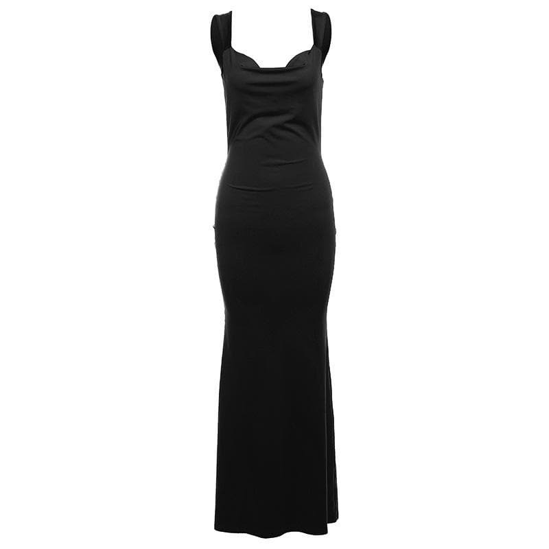 Chic Cowl Neck Bowknot Backless Maxi Dress - Y2K Aesthetic & Coquette Style Essential