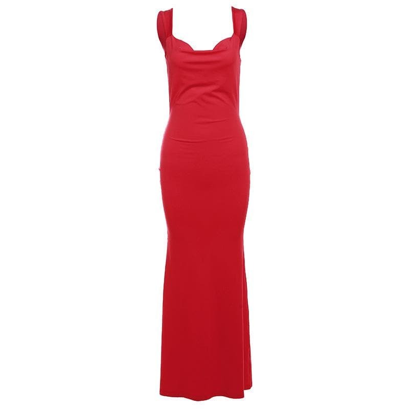 Chic Cowl Neck Bowknot Backless Maxi Dress - Y2K Aesthetic & Coquette Style Essential