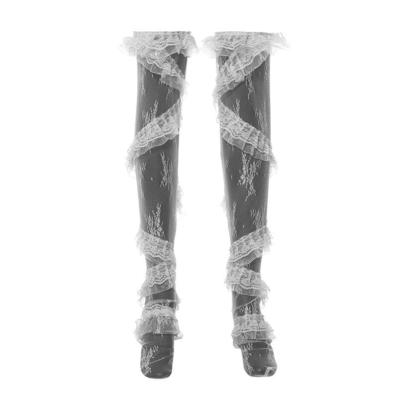 Chic Lace Ruffle Thigh High Socks - Y2K Aesthetic, Coquette Style, Cute Accessories