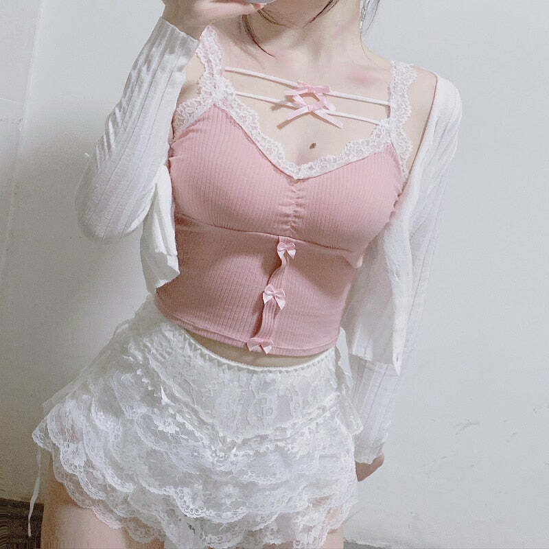 Chic Lace Y2K Crop Top - Coquette Aesthetic with Grunge Vibes for Cute Outfits