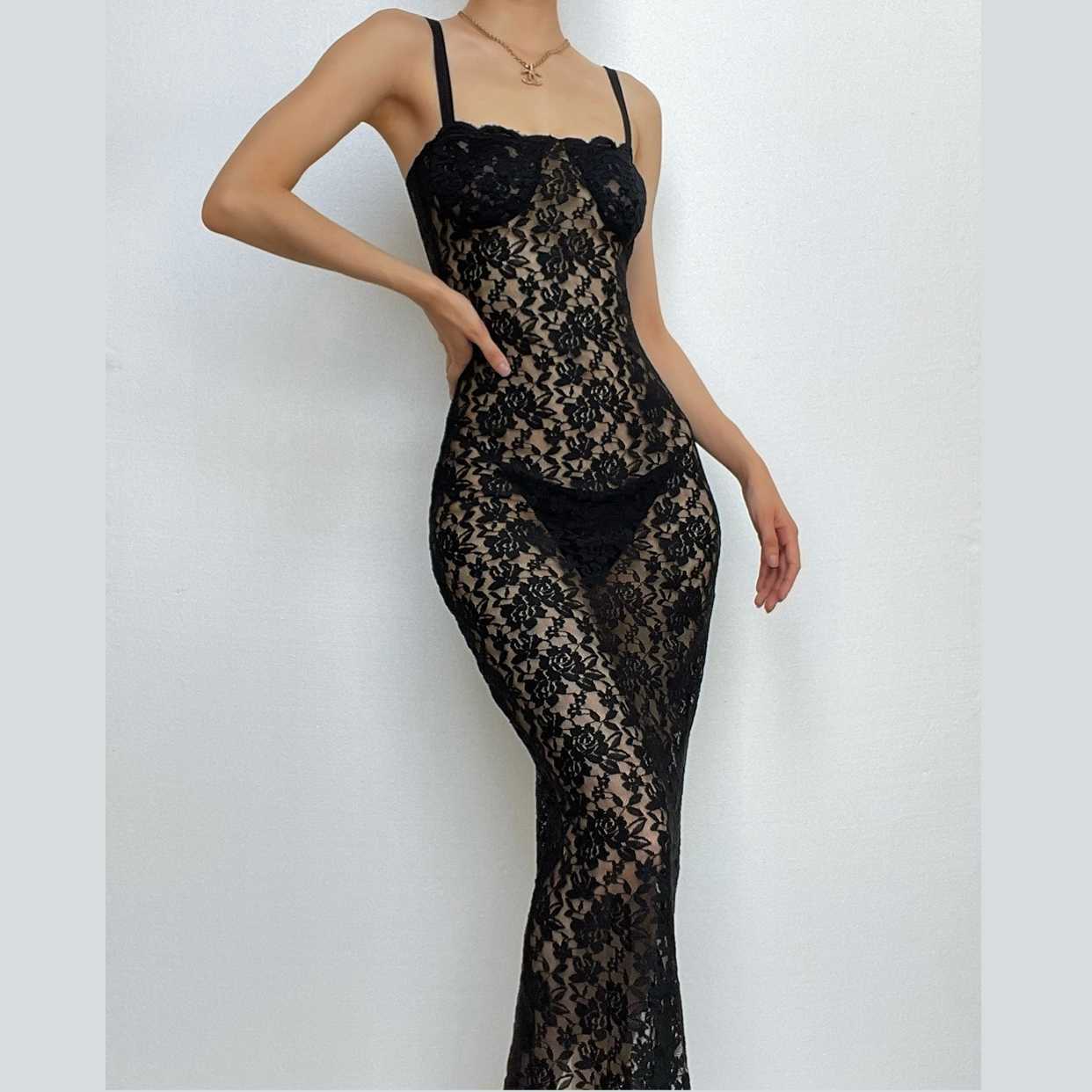 Chic Lace Zip-Up Backless Maxi Dress - Y2K Aesthetic, Coquette Style, and Grunge Vibes