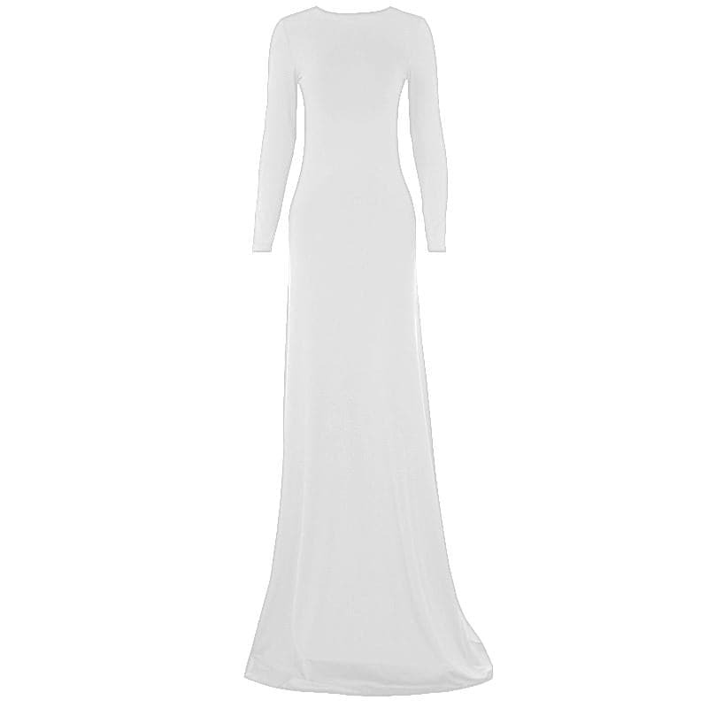 Chic Long Sleeve Backless Cut-Out Maxi Dress - Y2K Aesthetic & Coquette Style