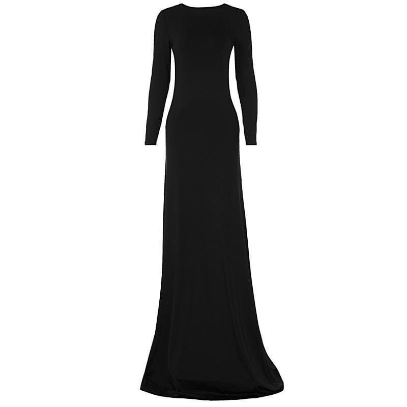 Chic Long Sleeve Backless Cut-Out Maxi Dress - Y2K Aesthetic & Coquette Style