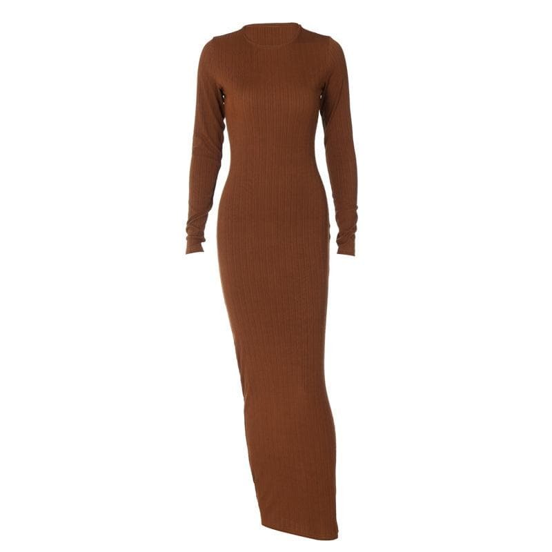 Chic Long Sleeve Round Neck Maxi Dress - Y2K Aesthetic, Coquette Style, and Grunge Vibes