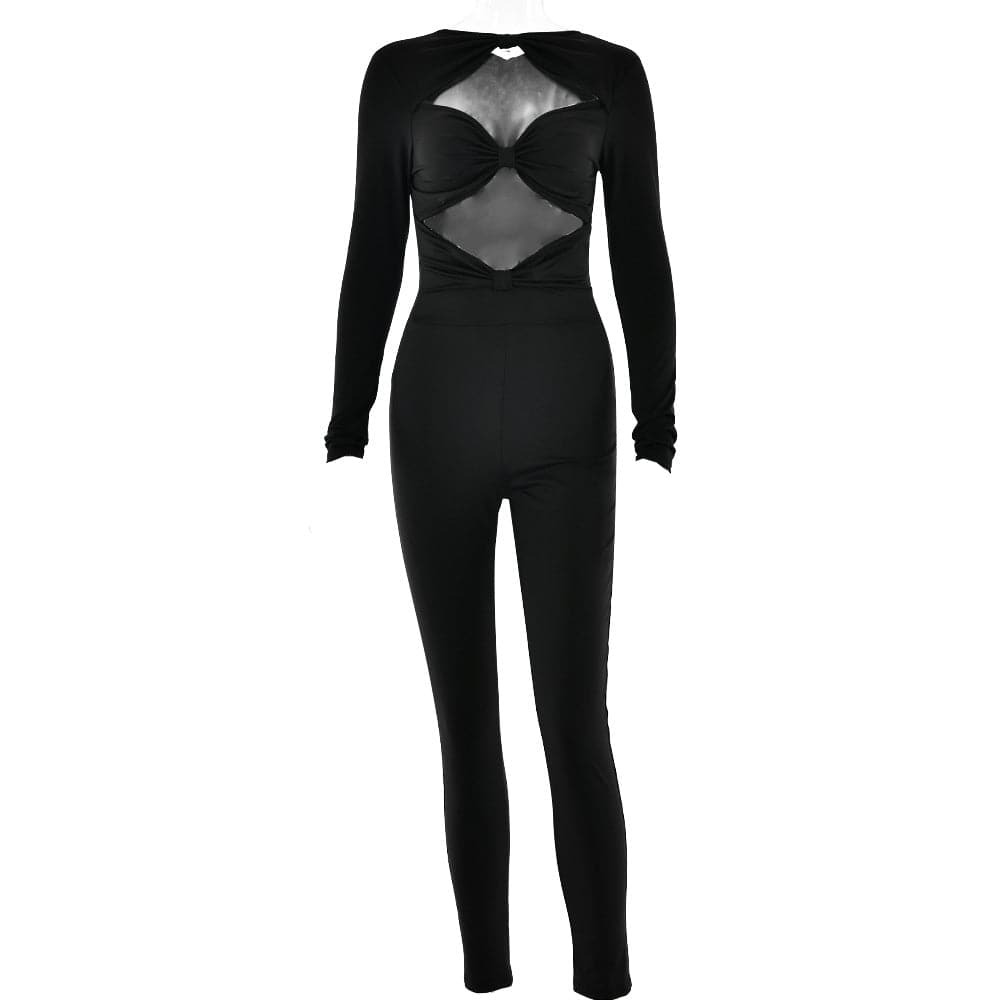 Chic Long Sleeve Ruched Jumpsuit - Y2K Aesthetic, Coquette Style, and Grunge Vibes
