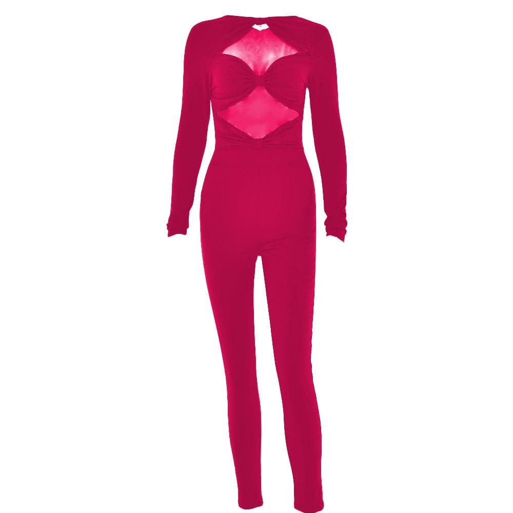 Chic Long Sleeve Ruched Jumpsuit - Y2K Aesthetic, Coquette Style, and Grunge Vibes
