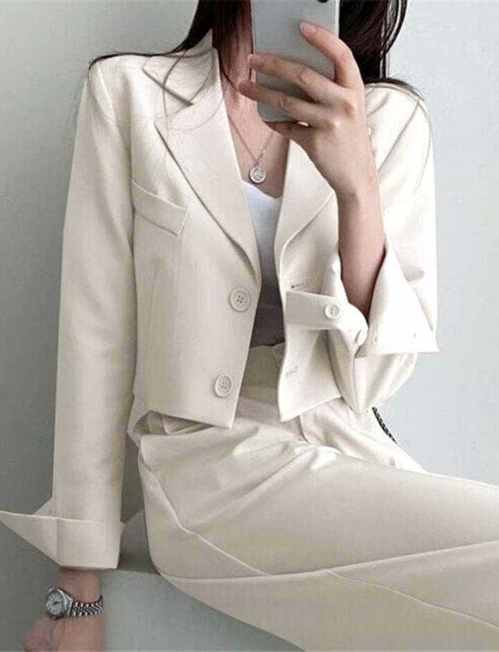 Chic Y2K Double-Breasted Crop Blazer for Coquette & Grunge Aesthetic Outfits