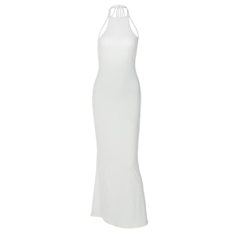 Chic Y2K Halter Maxi Dress - Backless, Self-Tie, Perfect for Coquette & Grunge Aesthetics