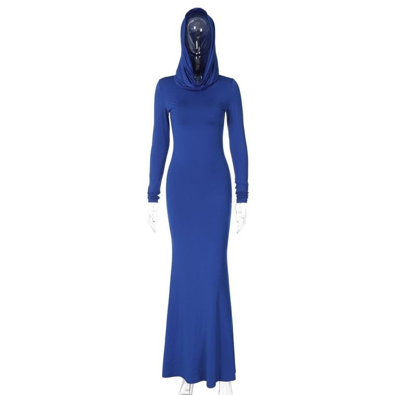 Chic Y2K Long Sleeve Ruched Maxi Dress - Comfy Aesthetic for Coquette & Grunge Styles