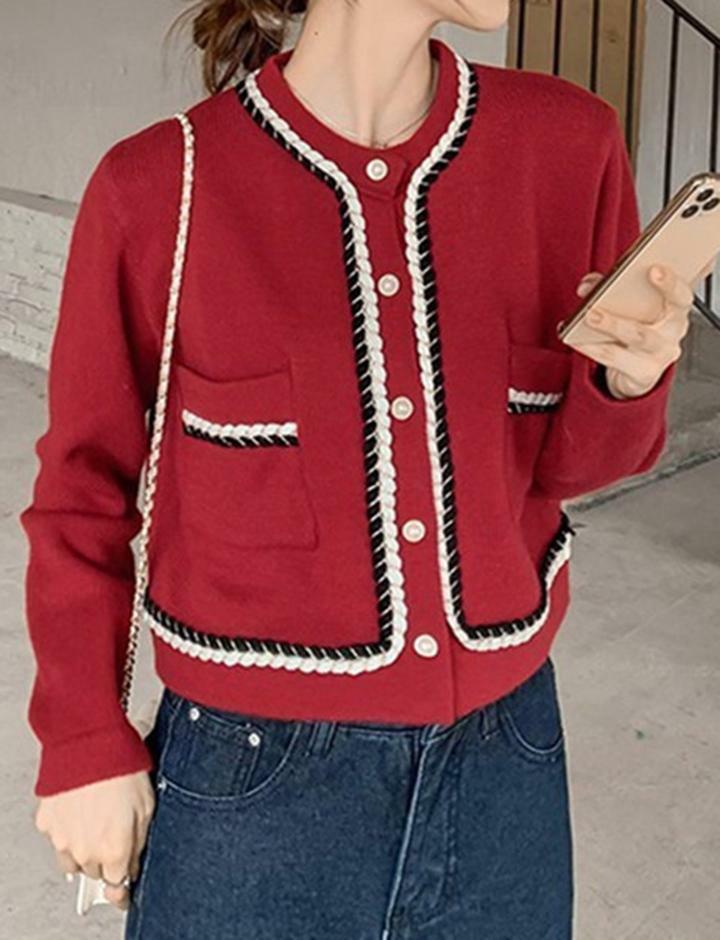 Chic Y2K Red Knit Cardigan - Coquette Aesthetic Crop Sweater for Stylish Outfits