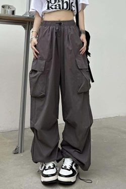 Chic Y2K Wide-Leg Parachute Pants for Grunge & Coquette Aesthetic Outfits