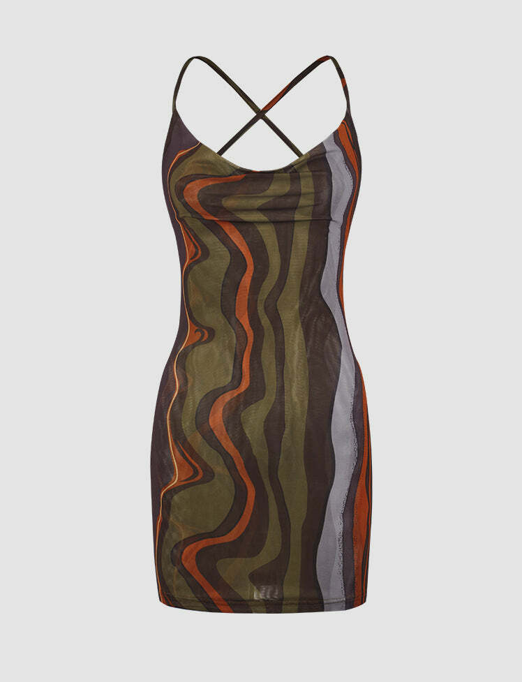 Color-Block Backless Cami Mini Dress - Y2K Aesthetic, Cute Top for Coquette & Grunge Styles