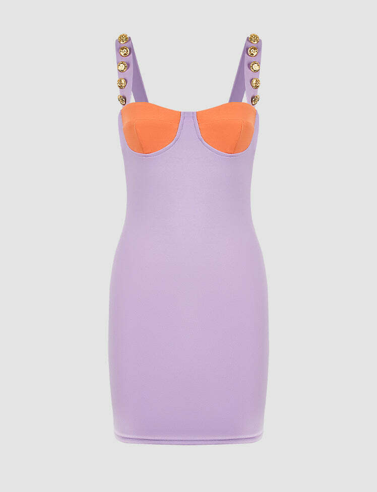 Color-Block Cami Mini Dress - Y2K Aesthetic, Cute Top for Coquette & Grunge Styles