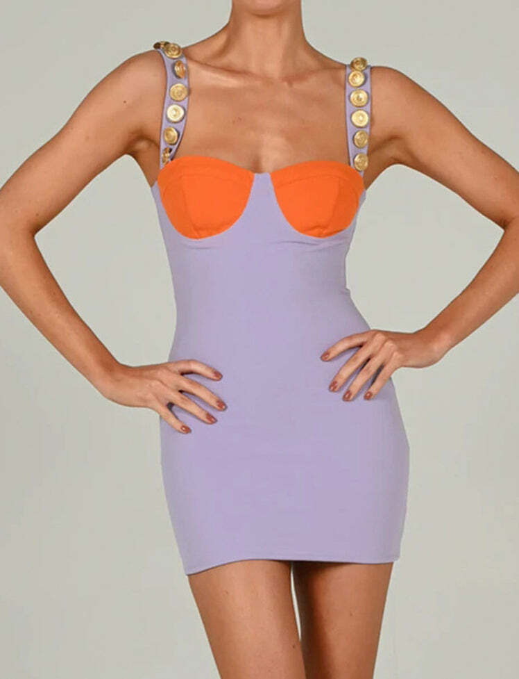 Color-Block Cami Mini Dress - Y2K Aesthetic, Cute Top for Coquette & Grunge Styles