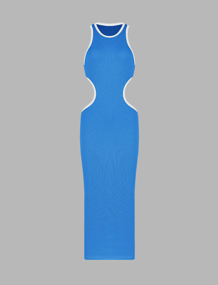 Color-Block Ribbed Knit Sleeveless Dress - Y2K Aesthetic, Coquette Style, Cute Summer Outfit