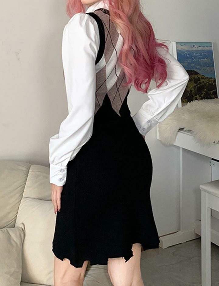 Colorblock Argyle Knit Tank Dress - Y2K Aesthetic, Preppy Style, Cute Summer Outfit