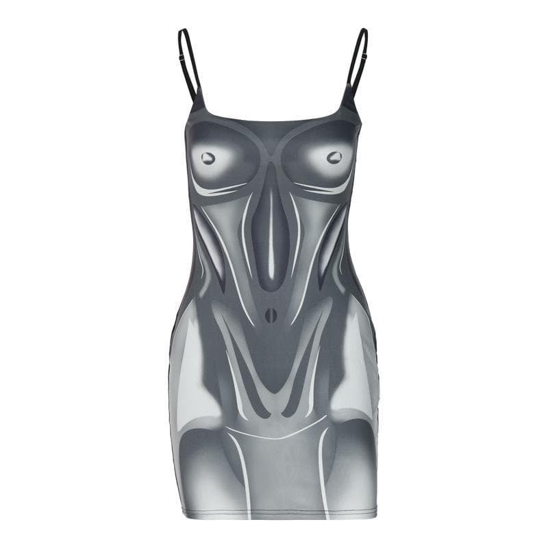 Contrast Square Neck Cami Mini Dress - Y2K Aesthetic, Cute Tops for Coquette & Grunge Styles