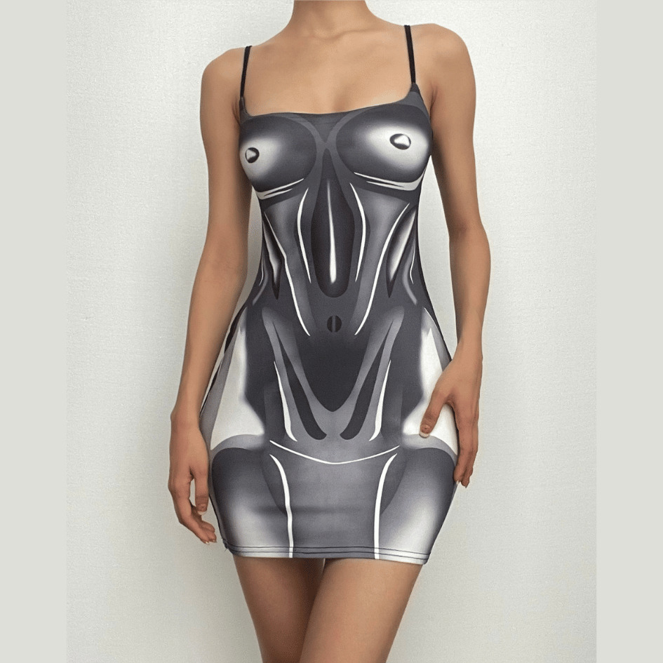 Contrast Square Neck Cami Mini Dress - Y2K Aesthetic, Cute Tops for Coquette & Grunge Styles