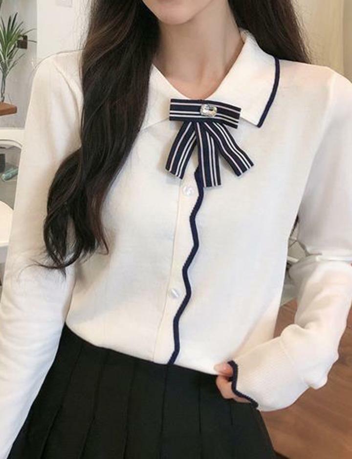 Coquette Aesthetic Bowknot Wave Edge Cardigan - Y2K Fashion Knit Top for Cute Outfits
