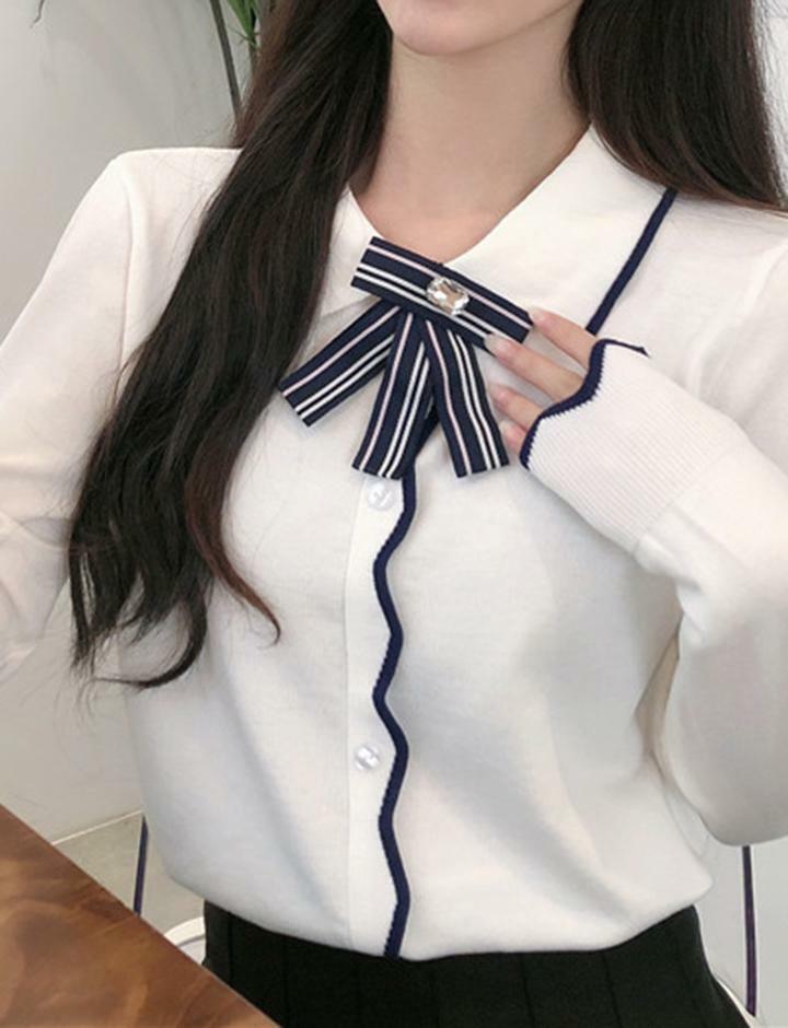 Coquette Aesthetic Bowknot Wave Edge Cardigan - Y2K Fashion Knit Top for Cute Outfits
