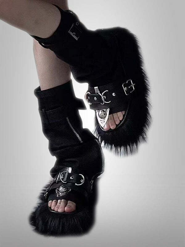 Coquette Aesthetic Fluffy Slippers - Cute Cozy Footwear for Y2K & Grunge Style Lovers