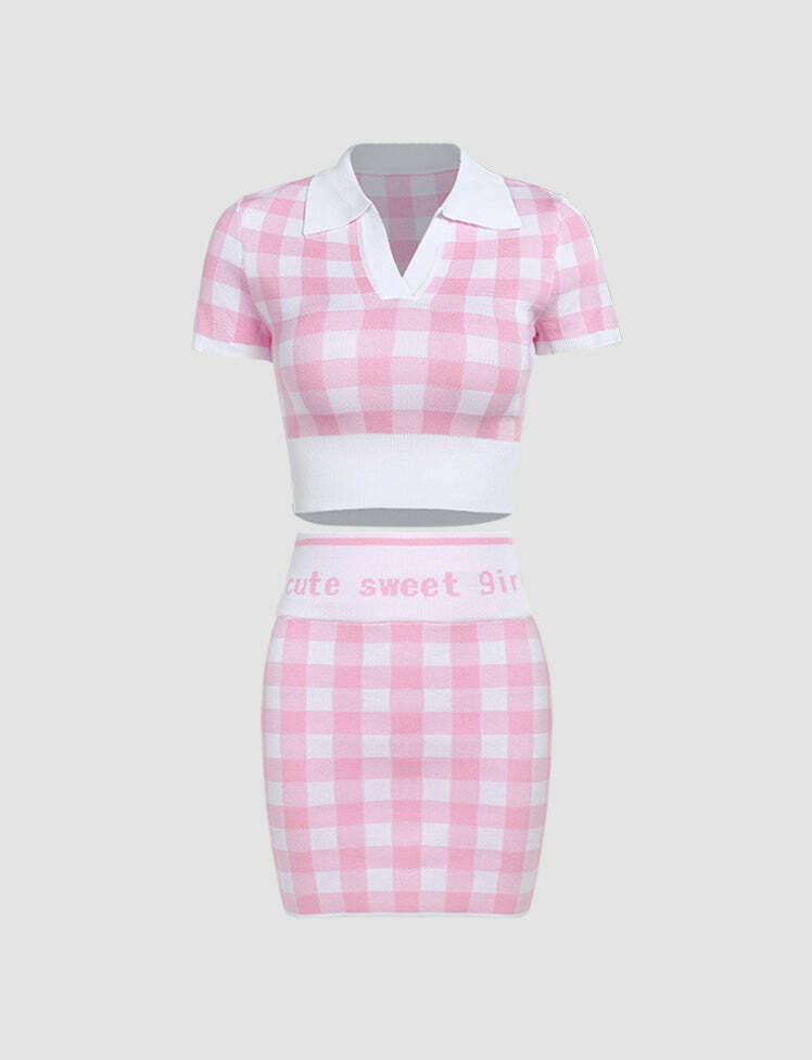 Coquette Aesthetic Knit Set - Y2K Fashion Crop Top & Comfy Cardigan for Cute Outfits