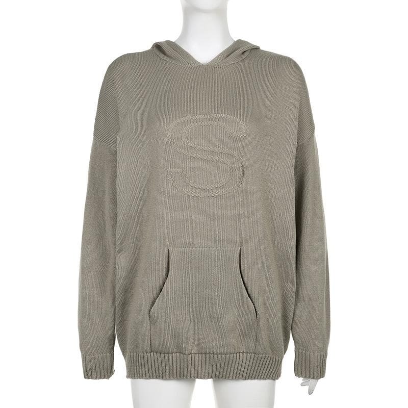 Coquette Aesthetic Knitted Long Sleeve Pocket Hoodie - Y2K Fashion Essential
