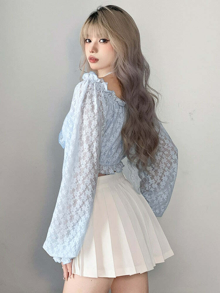 Coquette Aesthetic Lace Crop Top - Y2K Fashion Cute Top for Grunge & Pastel Goth Styles