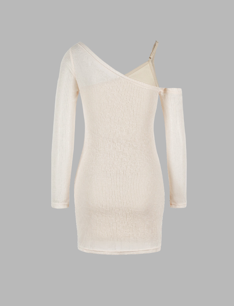 Coquette Aesthetic Solid Knitted Long Sleeve Mini Dress - Y2K Fashion & Grunge Style