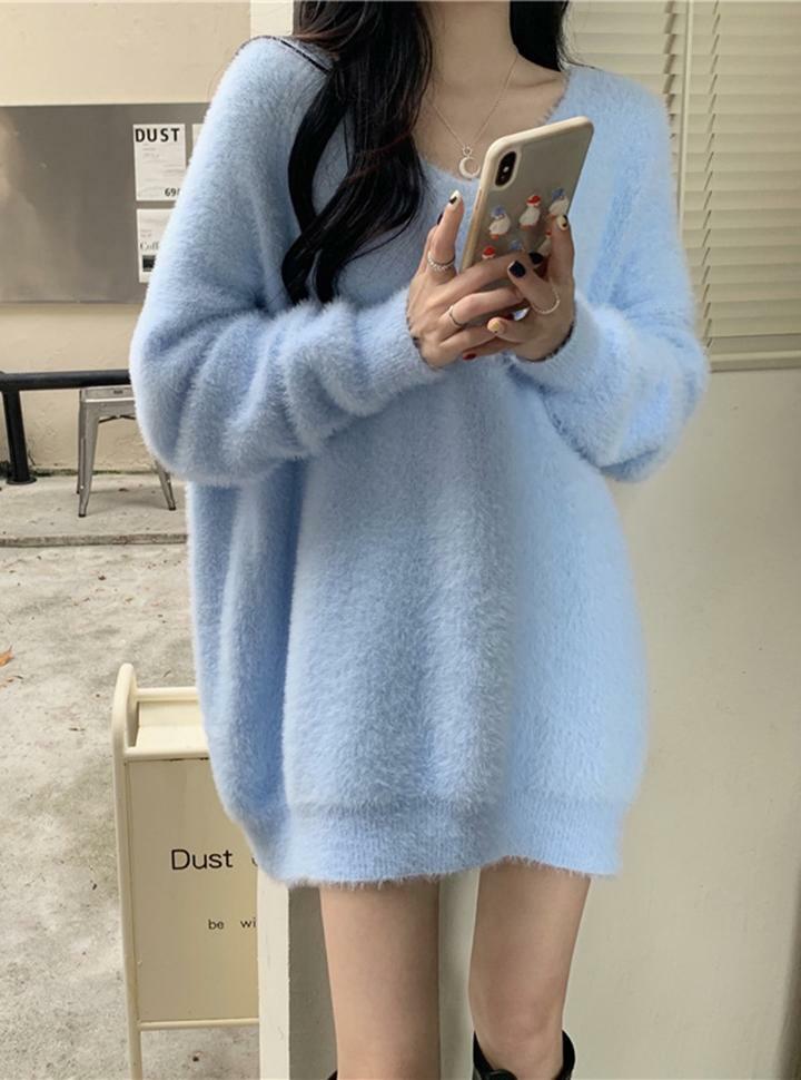 Coquette Aesthetic Y2K Fleece Sweater Dress - Comfy Mid-Length Casual Style